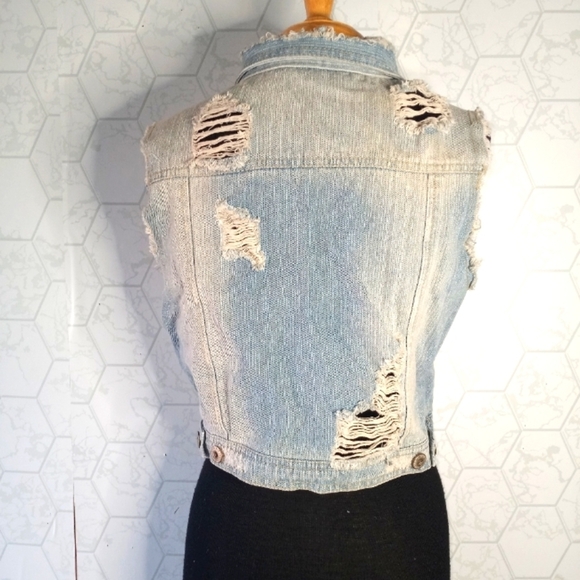 Highway jeans distressed denim light washed vest - Picture 7 of 10